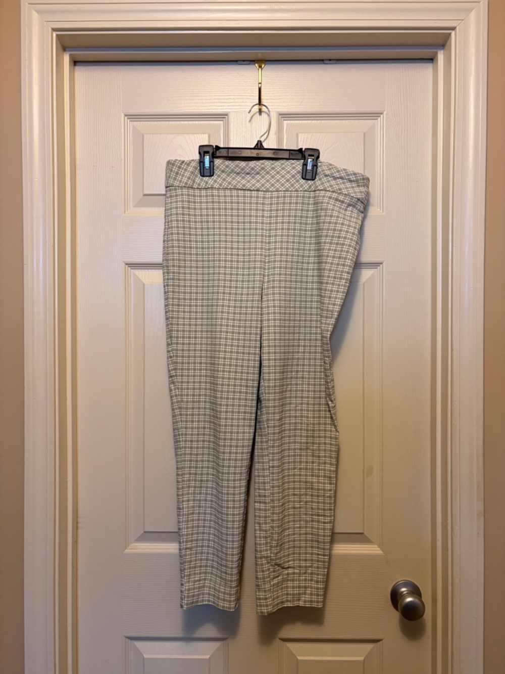 Jules & Leopold Light Green and White Plaid Pants